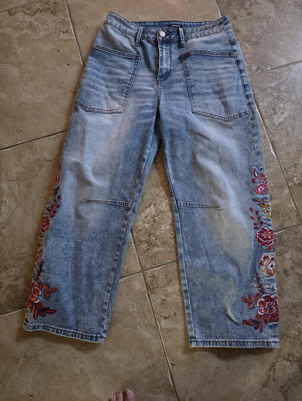 Embroidered Light Blue Women’s Jeans - Floral Side Detail